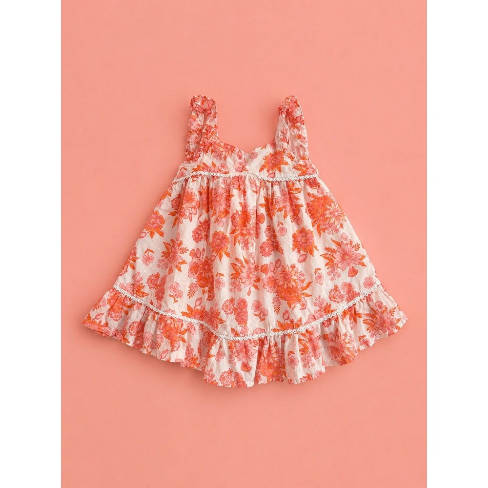 Happily Grey Boutique Style Orange and White 
Floral Dress – Baby Girl 12M